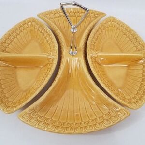 Vintage "collectable" Maddux California Ceramic 3-Pc Snack Tray